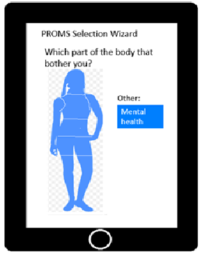 Body silhouette interface for selecting symptom location